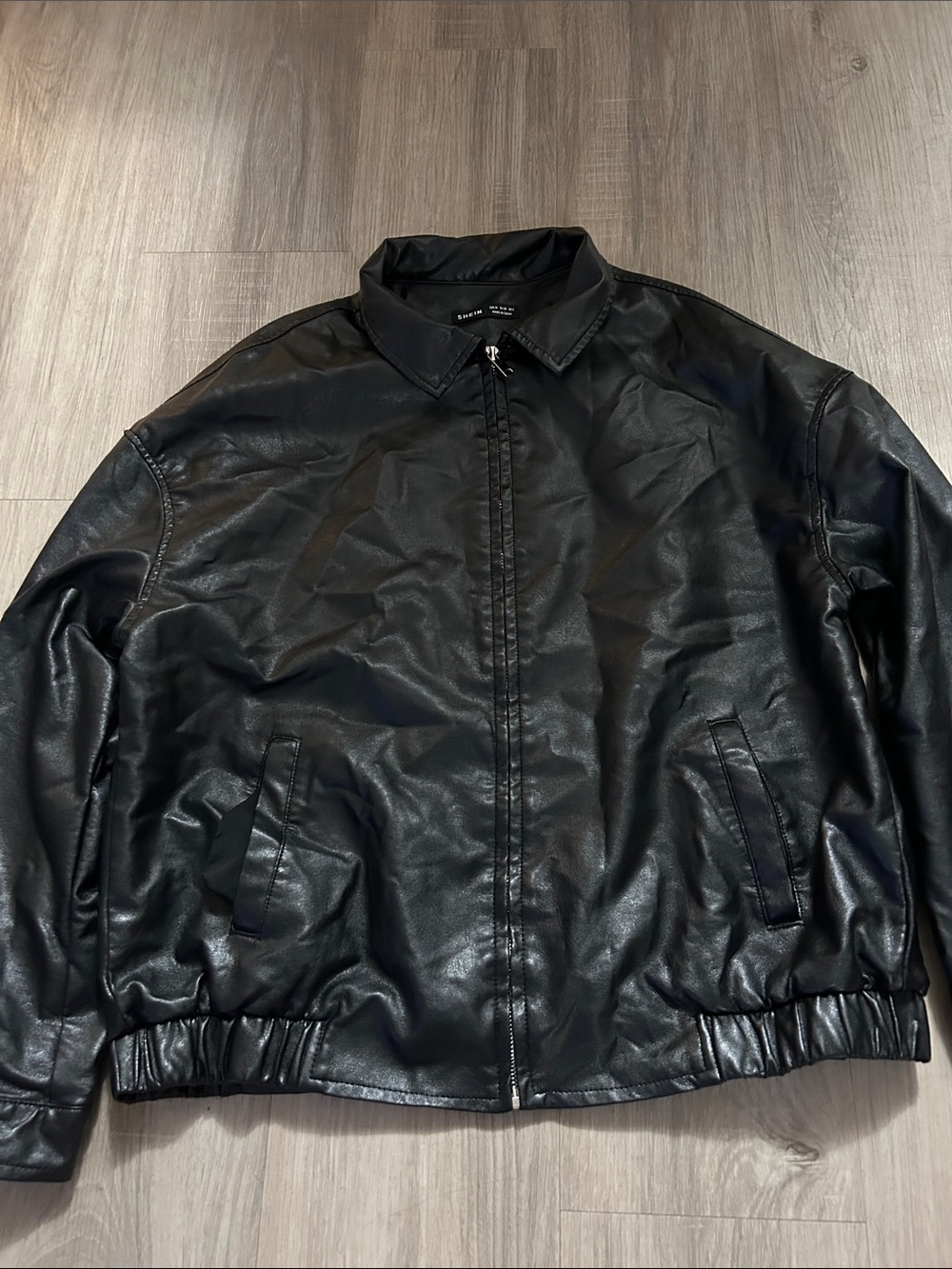 SHEIN Black Bomber Jacket - Faux Leather